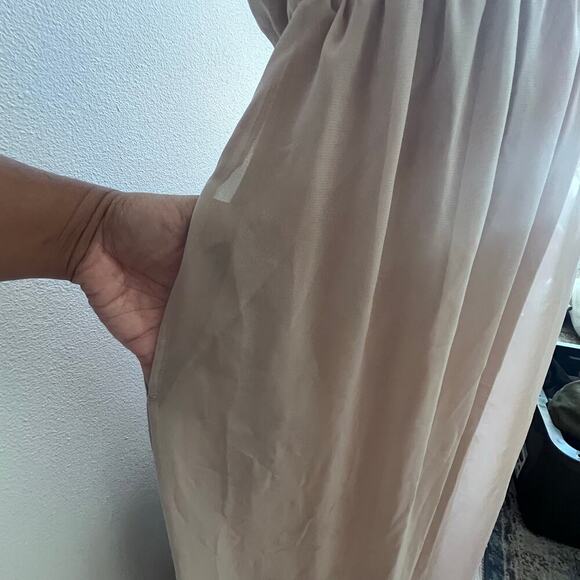 Birdy Grey Hannah Maxi Ruffle Sleeve Dress M in Crepe Taupe Bridesmaid Wedding - Picture 4 of 8